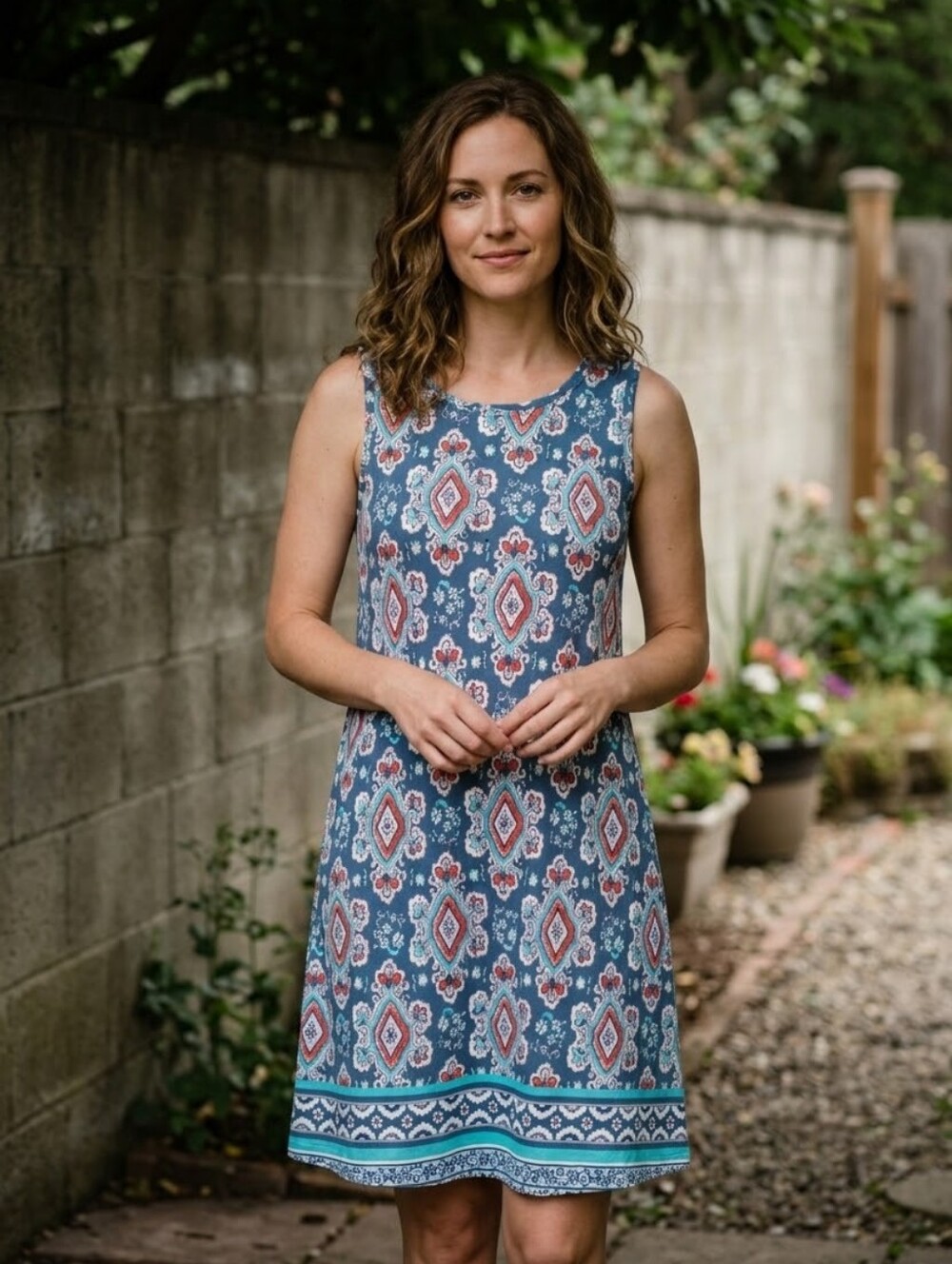 ANN TAYLOR LOFT Sleeveless Shift Dress Geometric Boho Print